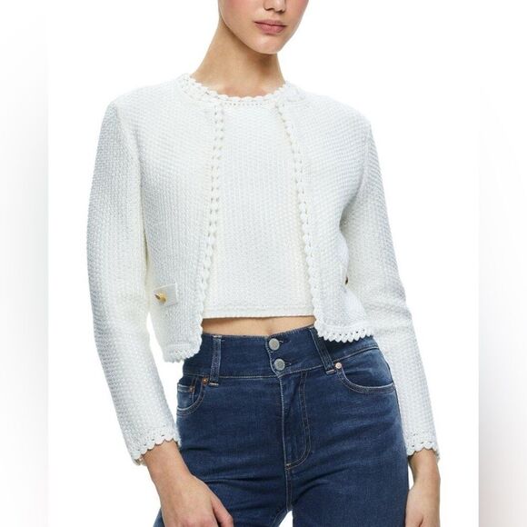 Alice and Olivia Scalloped Knit Jacket size M - Picture 2 of 11